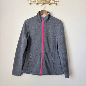 Spyder Full Zip Core Sweater Jacket Women's Large Grey Pink